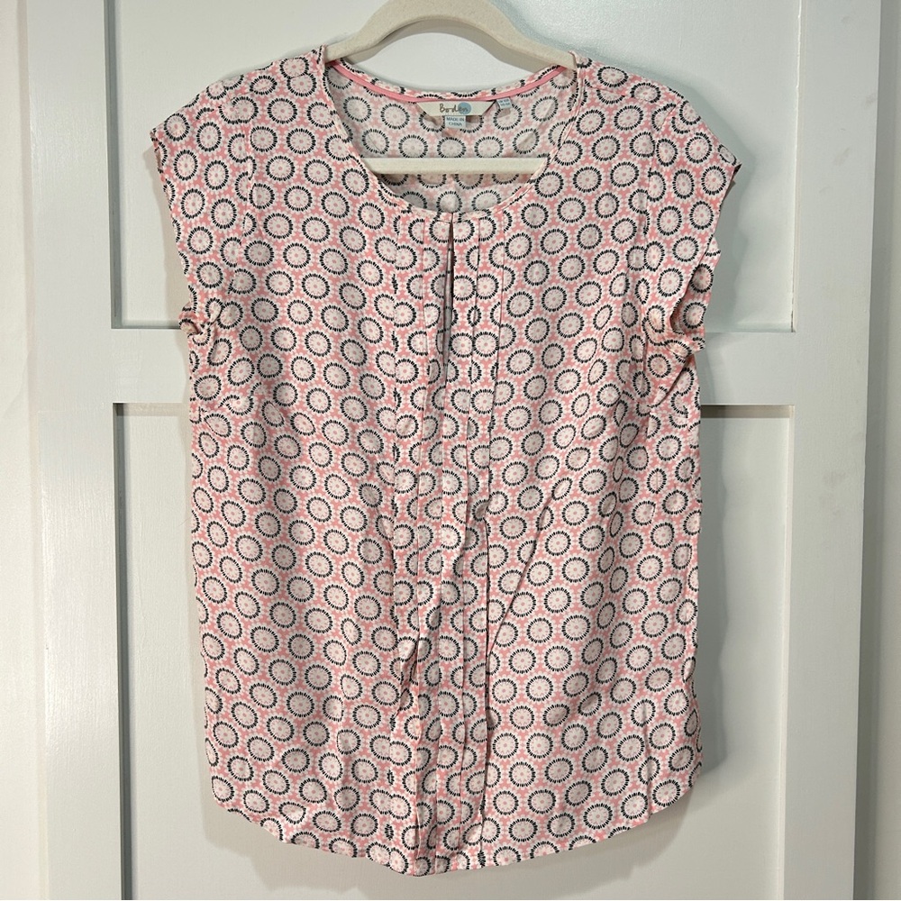 Boden short Sleeve Shirt Blouse with Keyhole lightweight cap sleeves size 10